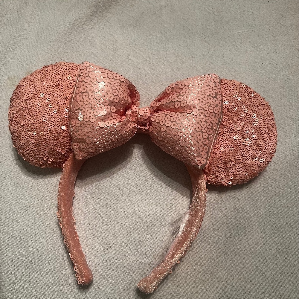 Sequin Millennial Pink Mickey Ears - Headband